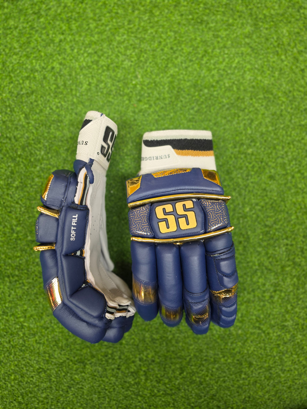 SS Super Test Mumbai Indians IPL Edition Cricket Batting Gloves in Navy Blue and Gold