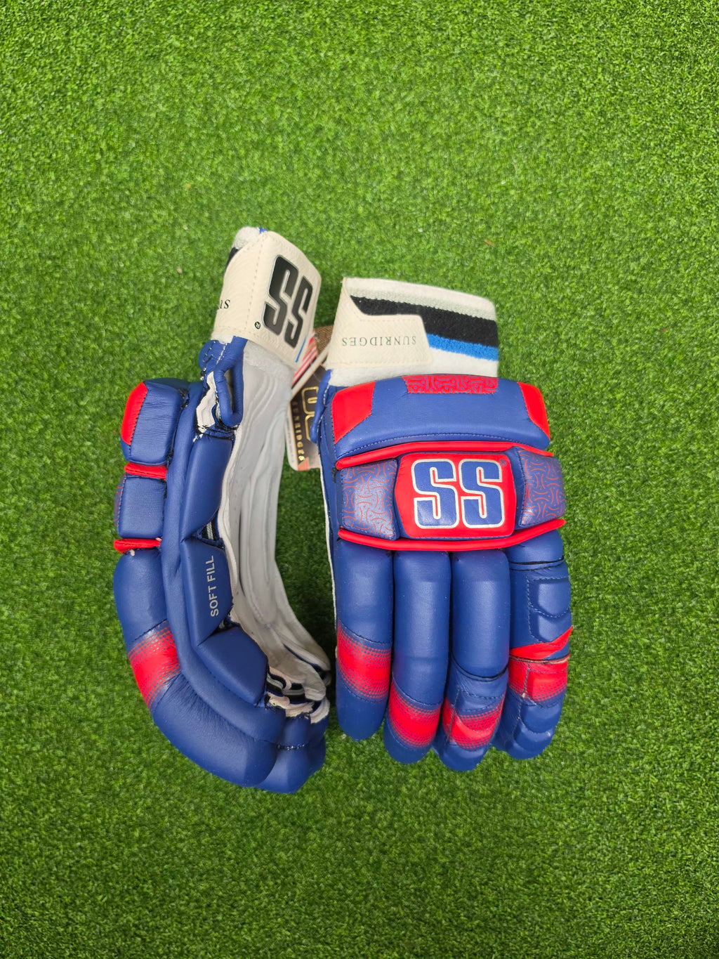 SS Super Test Gujarat Titan IPL cricket batting gloves in blue and pink