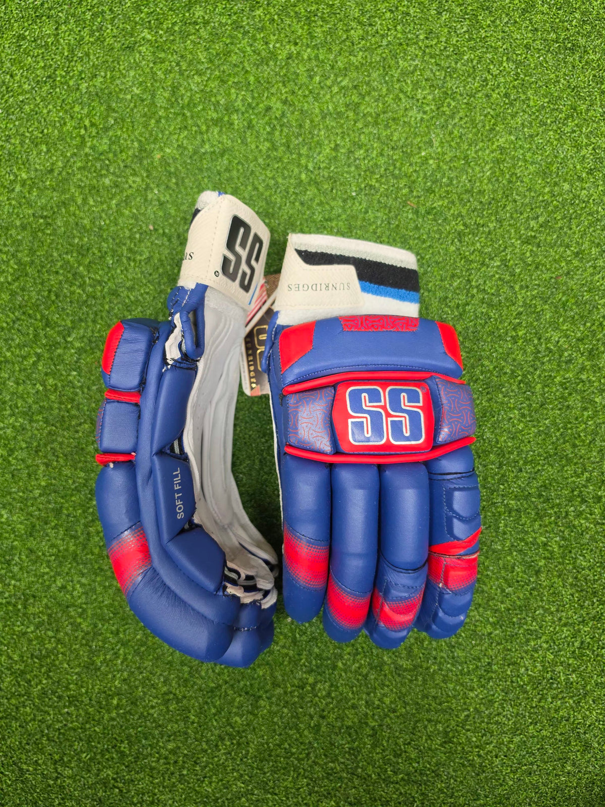 SS Super Test Gujarat Titan IPL cricket batting gloves in blue and pink