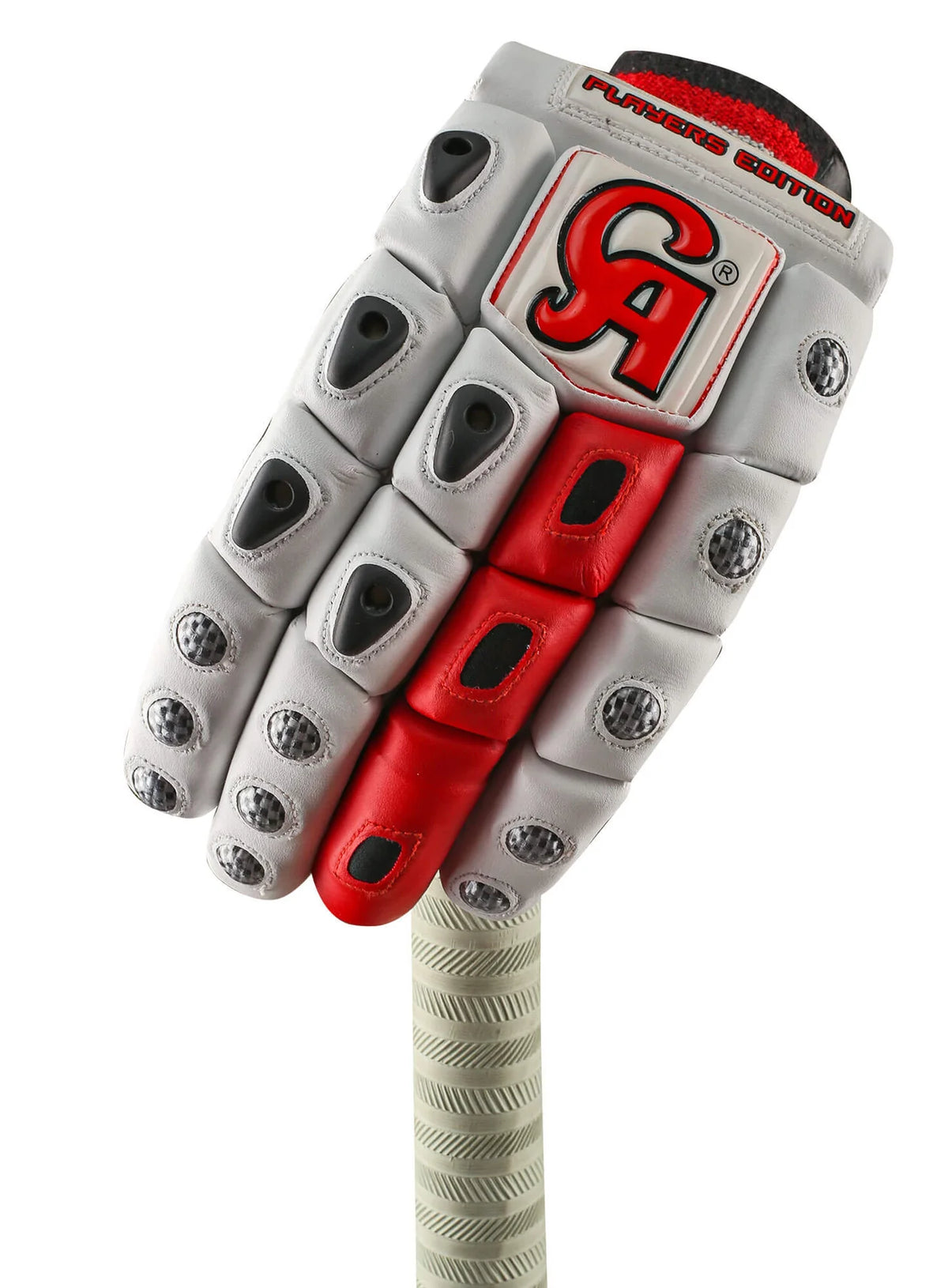 CA Plus Player Edition Batting Glove holding a cricket bat handle - Alberta Cricket Store