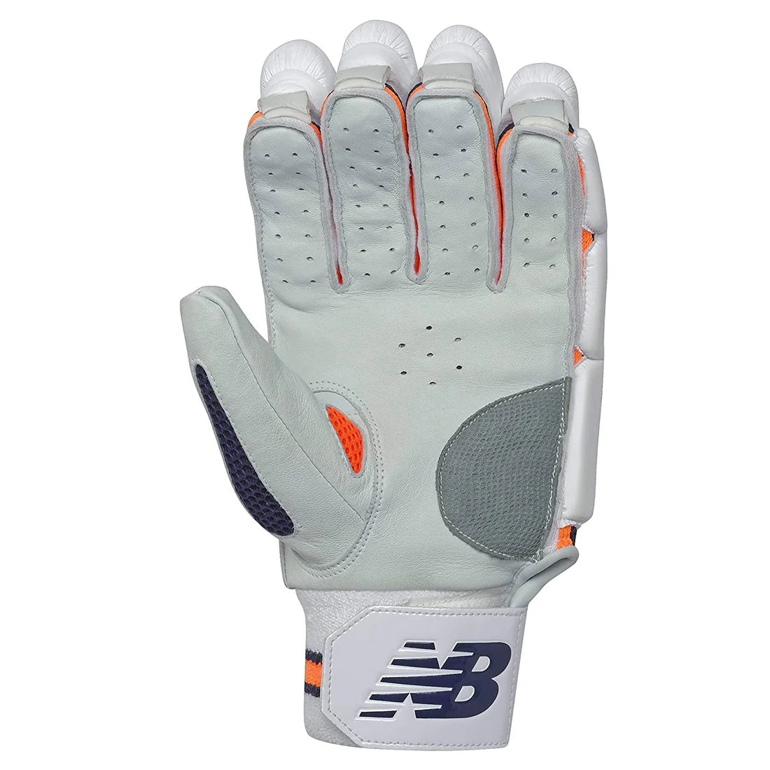 New Balance adult cricket batting glove showing the palm grip view and wrist strap on albertacrickets.com.