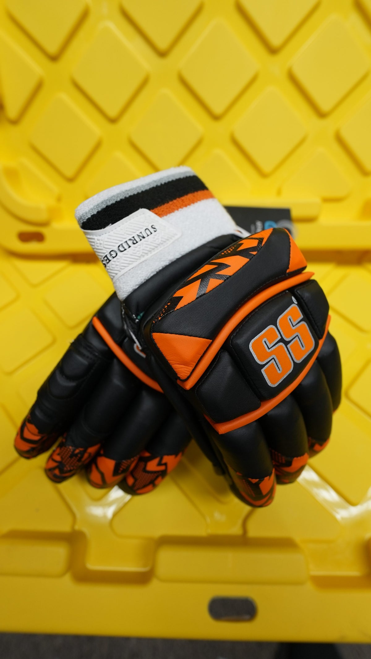 SS Super Test Black & Orange cricket batting Gloves