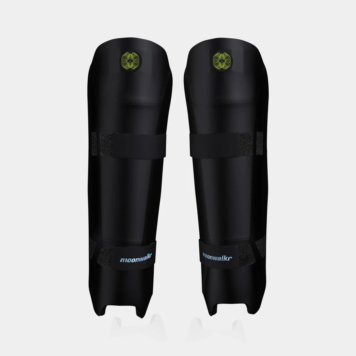 Moonwalkr Keeping Shin Guards black and lime green inner foam padding closeup at Alberta Cricket Store