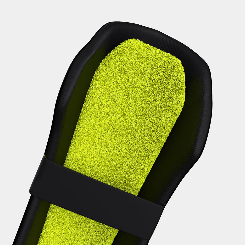 Moonwalkr Keeping Shin Guards velcro strap adjustment close up at Alberta Cricket Store