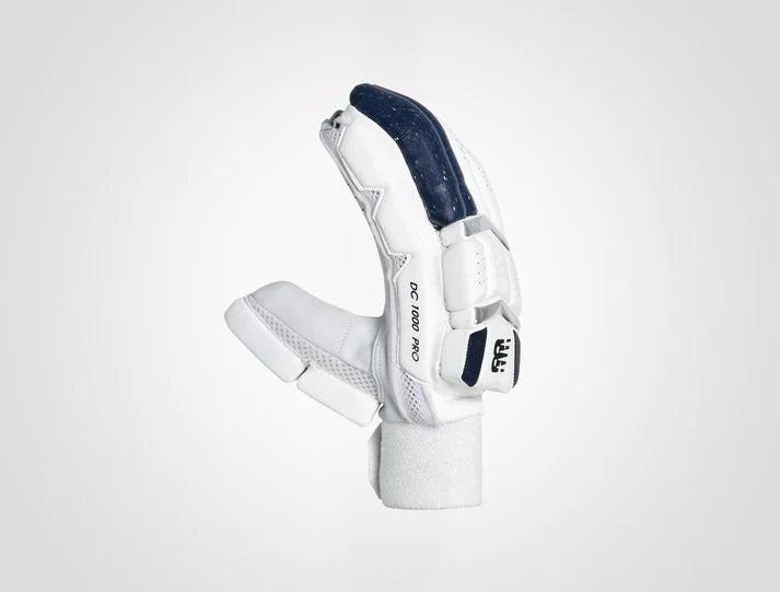 New Balance DC 10i Pro adult cricket batting gloves showing side profile and flexibility on albertacrickets.com.