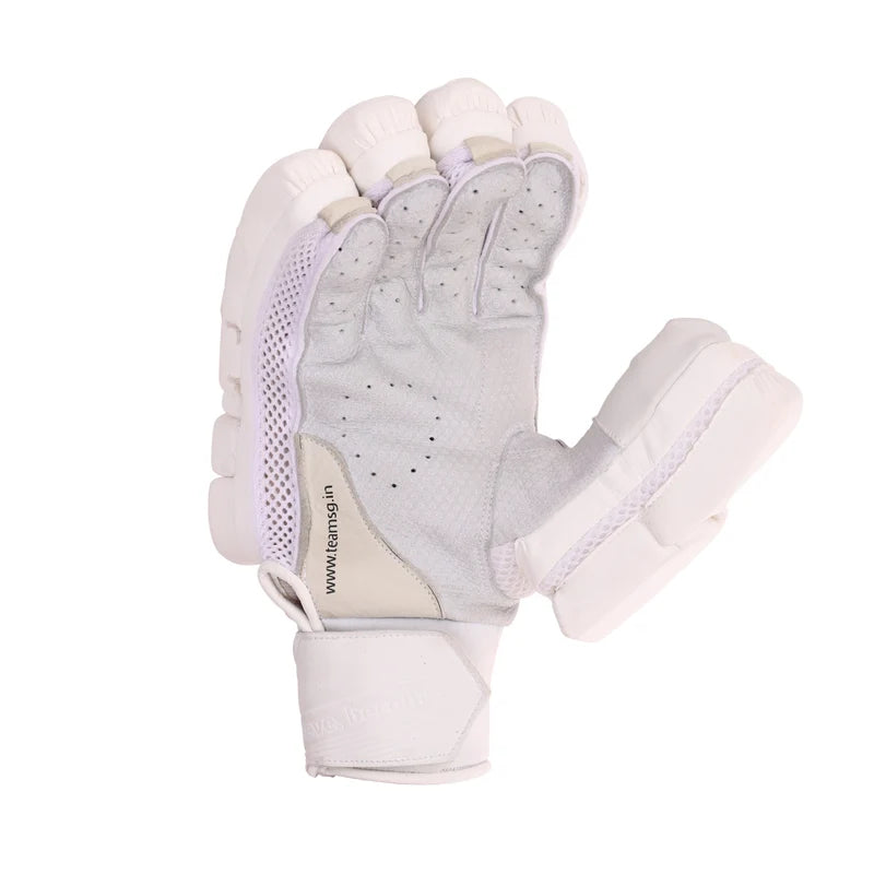 Front view of SG KLR Armour adult cricket batting gloves showing high-density foam finger padding on Alberta.