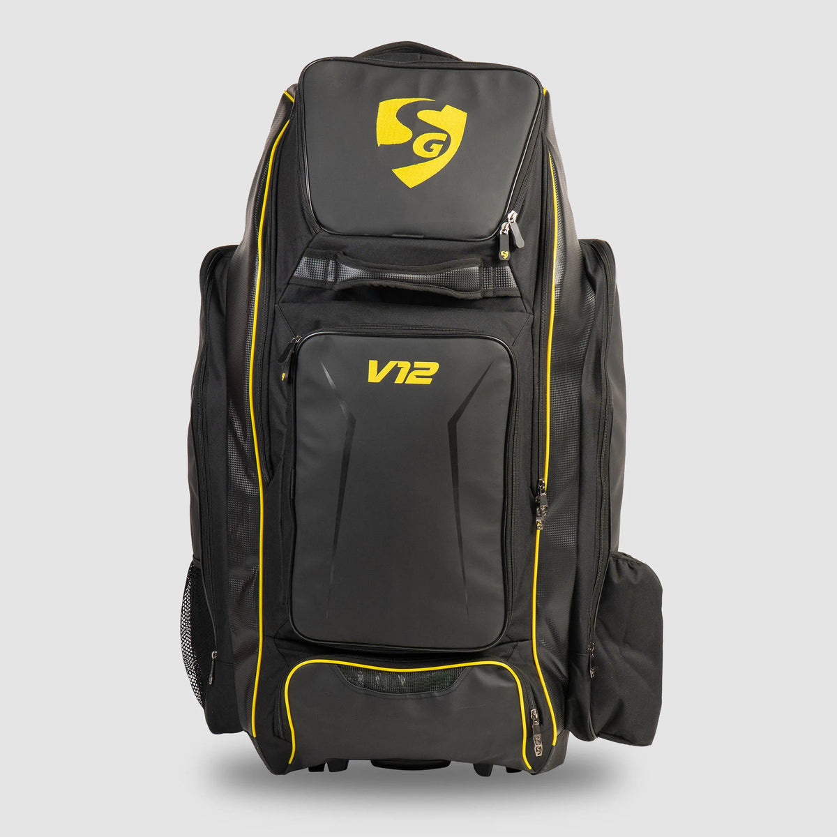 WordPress media attachment details interface displaying metadata for SG V12 Player Duffle Wheelie Cricket Kit Bag image file