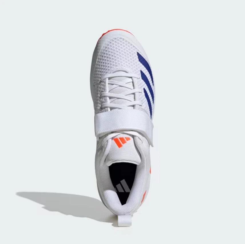 Overhead top view of Adidas Adipower Vector 2.0 Cricket Shoe showing laces and midfoot strap - Alberta Cricket Store
