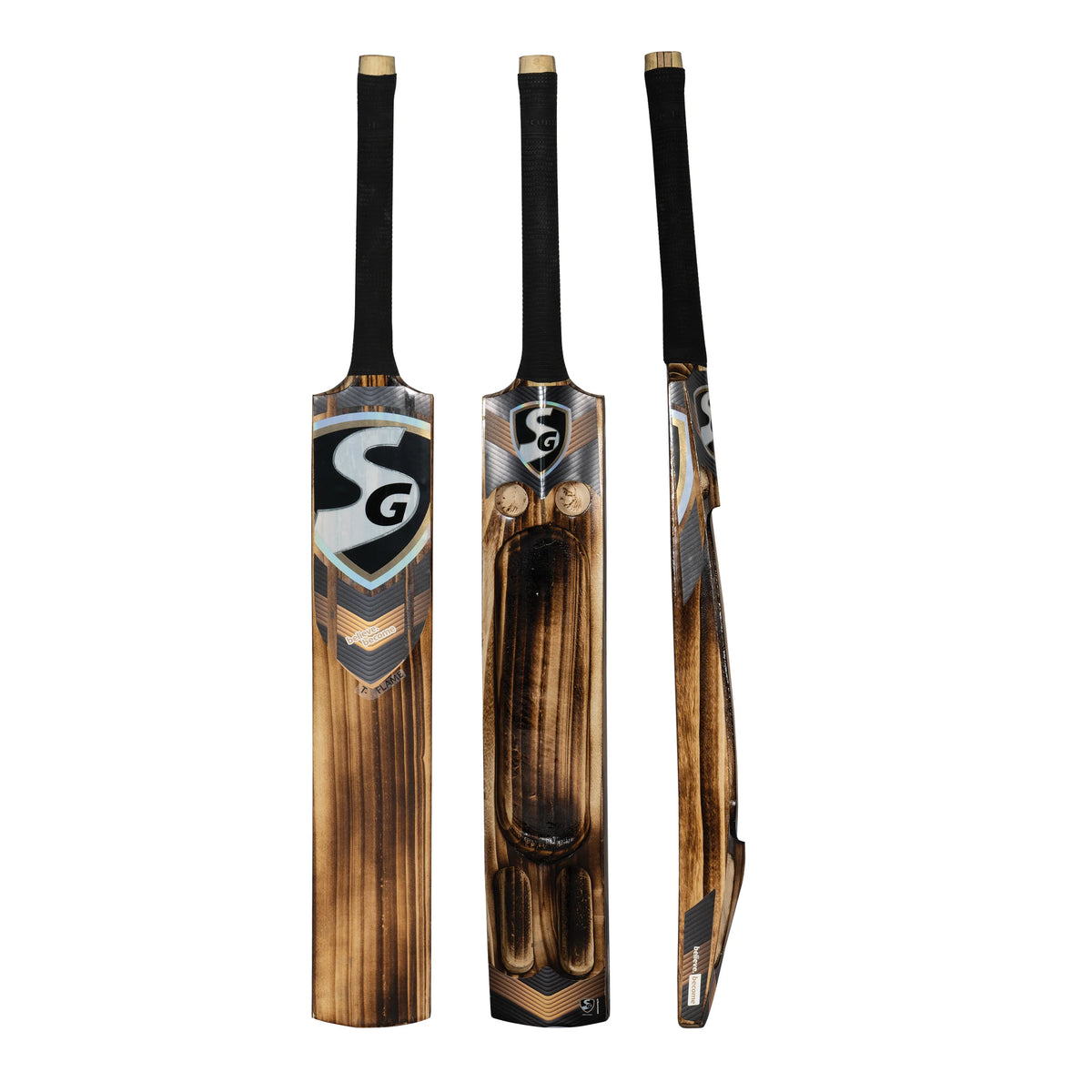 SG T-Flame Tennis Cricket Bat multi-angle views at Alberta Cricket Store.