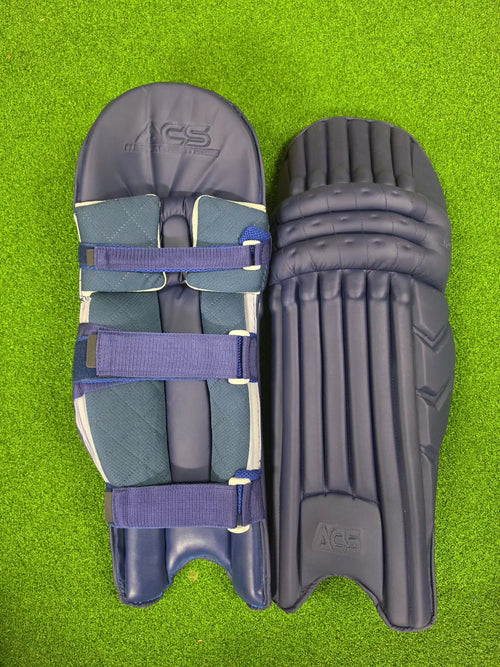 ACS Player Edition navy blue batting pads – front and rear views