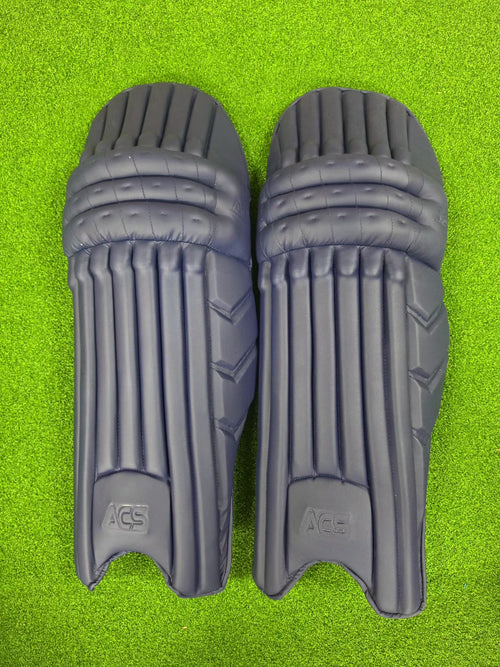 ACS Player Edition navy blue batting pads – front view