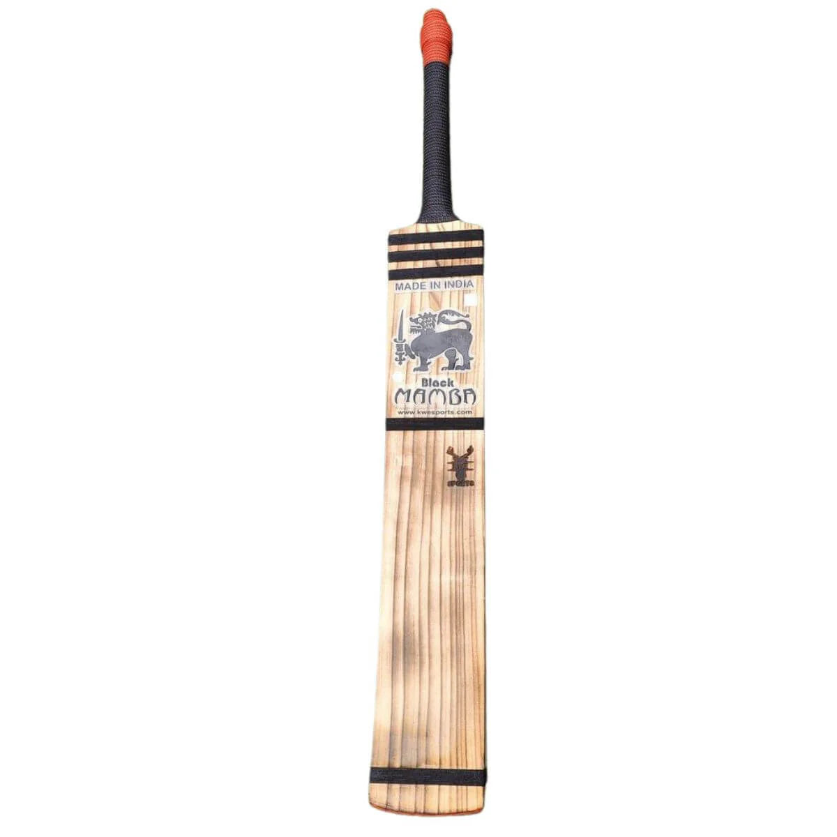Bandook Black Mamba Burn Kashmir Willow Cricket Bat - Long Blade (LB) - Front View