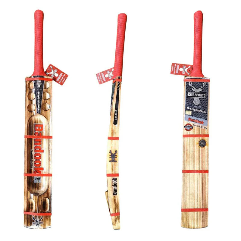 Bandook Kwe Burn Hard Tennis Kashmir Willow Cricket Bat - Short Handle (SH) - Front View