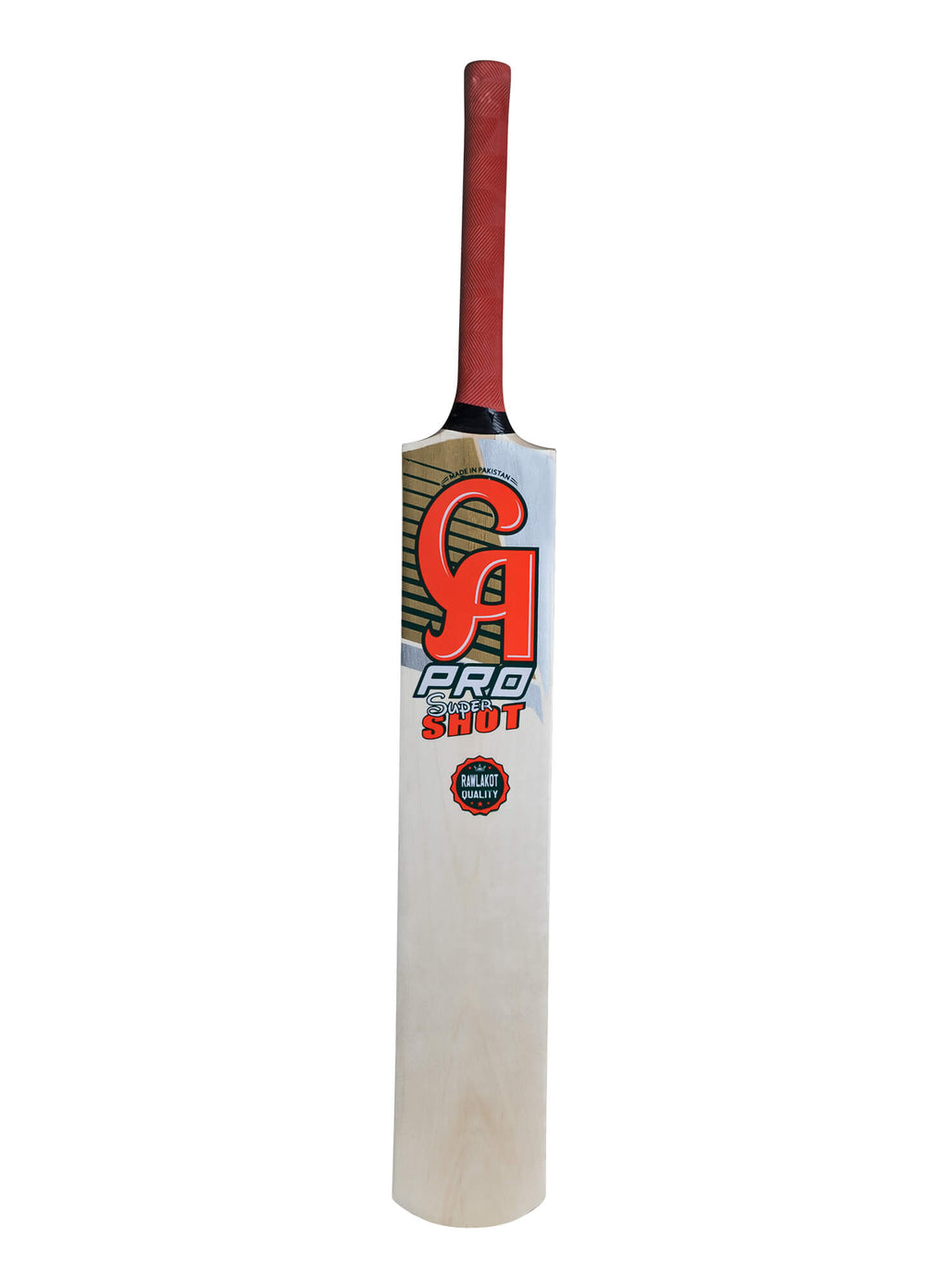 CA Super Shot tape ball cricket bat – front view with red grip