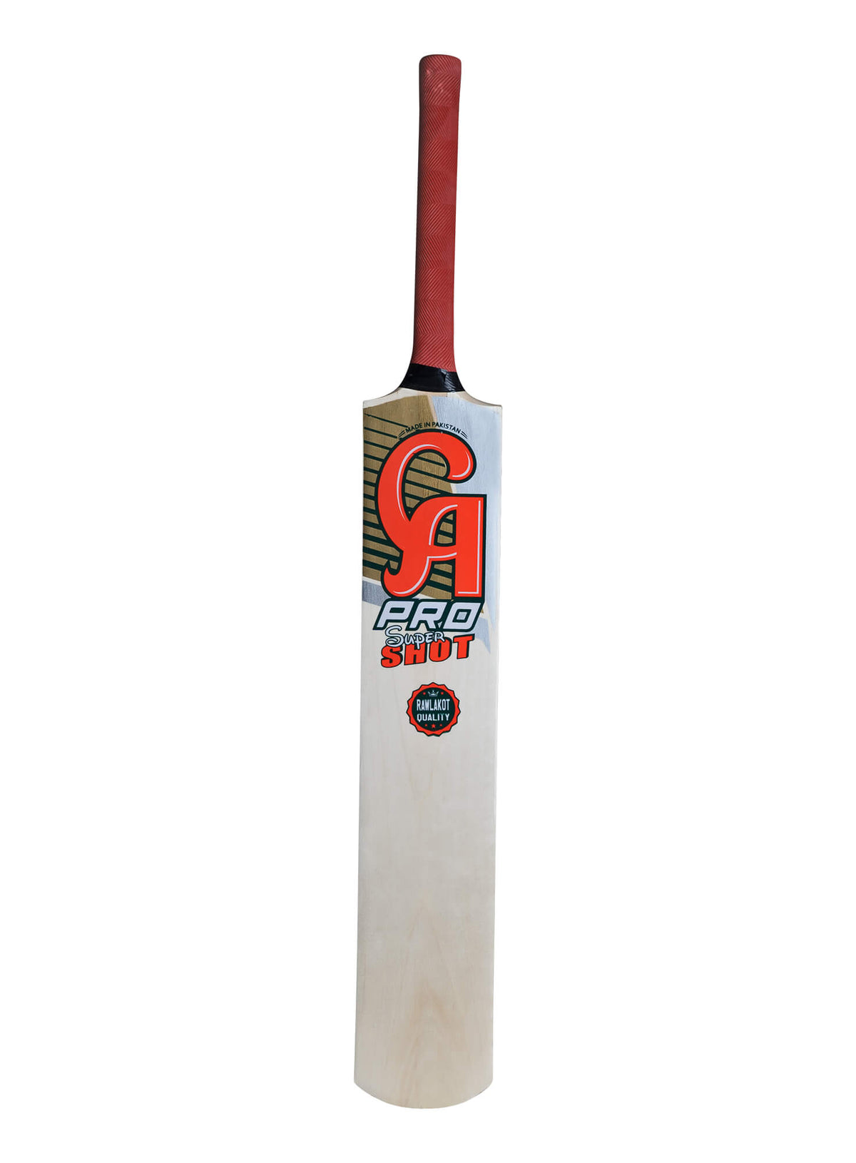CA Super Shot tape ball cricket bat – front view with red grip