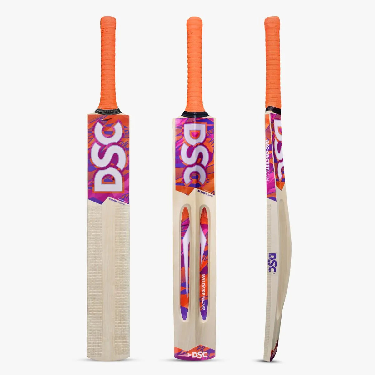 DSC Wildfire Volcano Tennis 34 Length Kashmir Willow Cricket Bat - Short Handle (SH) - Front View