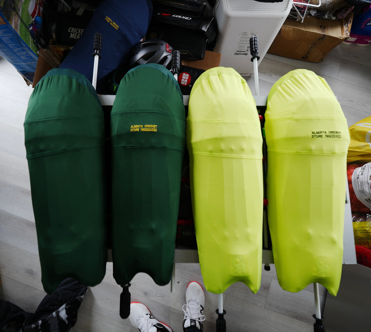 CA-Cricket Batting Pad Clads Senior Leg Guard Shield Covers with embroideried Alberta Cricket store