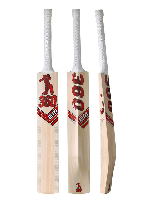 EM 360 Bold Kashmir Willow Cricket Bat - Short Handle (SH) - Front View
