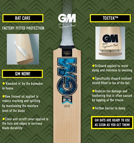 GM Verva Signature English Willow Cricket Bat - Short Handle (SH) - Side View
