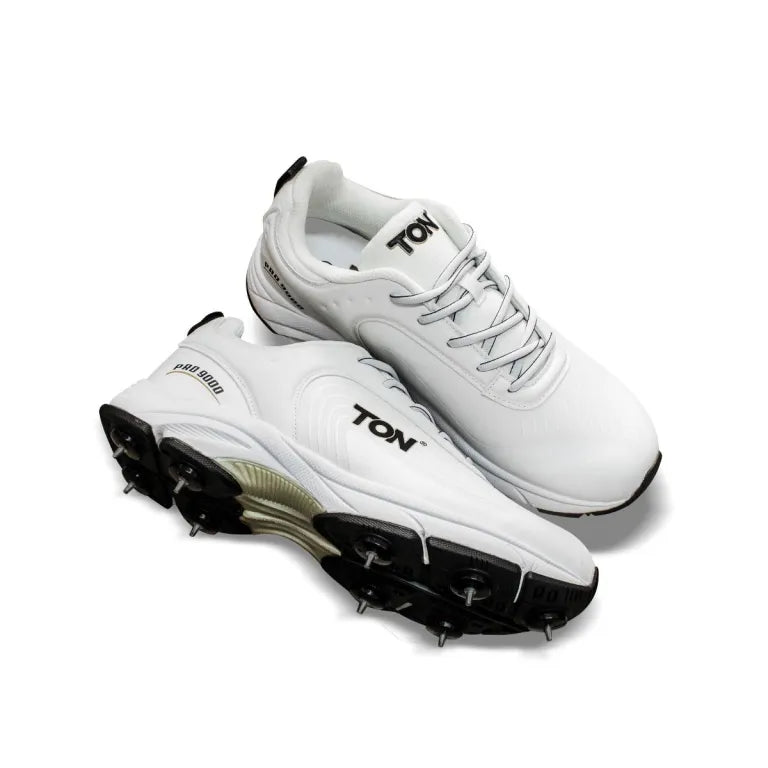 SS Ton Pro 9000 Cricket Spike Shoes (White/Black)