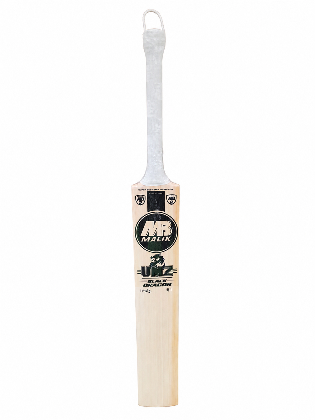 MB Umz Dragon English Willow Cricket Bat - Short Handle (SH) - Back View