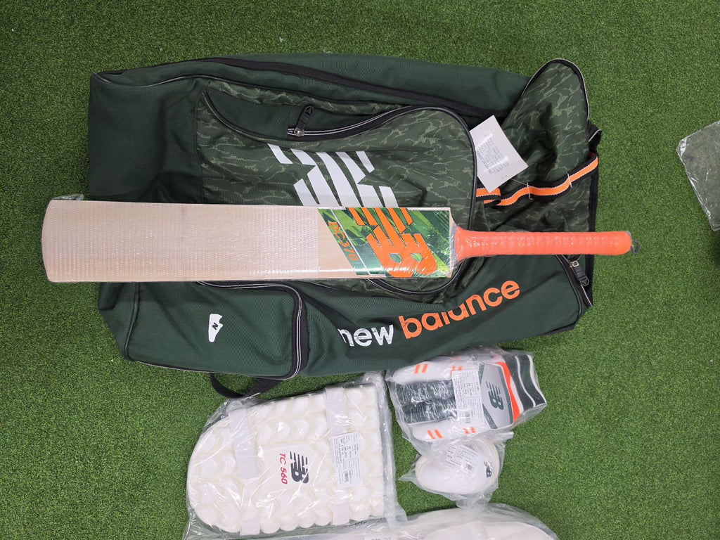 New Balance junior cricket set with Kashmir willow bat size 6 and kit bag
