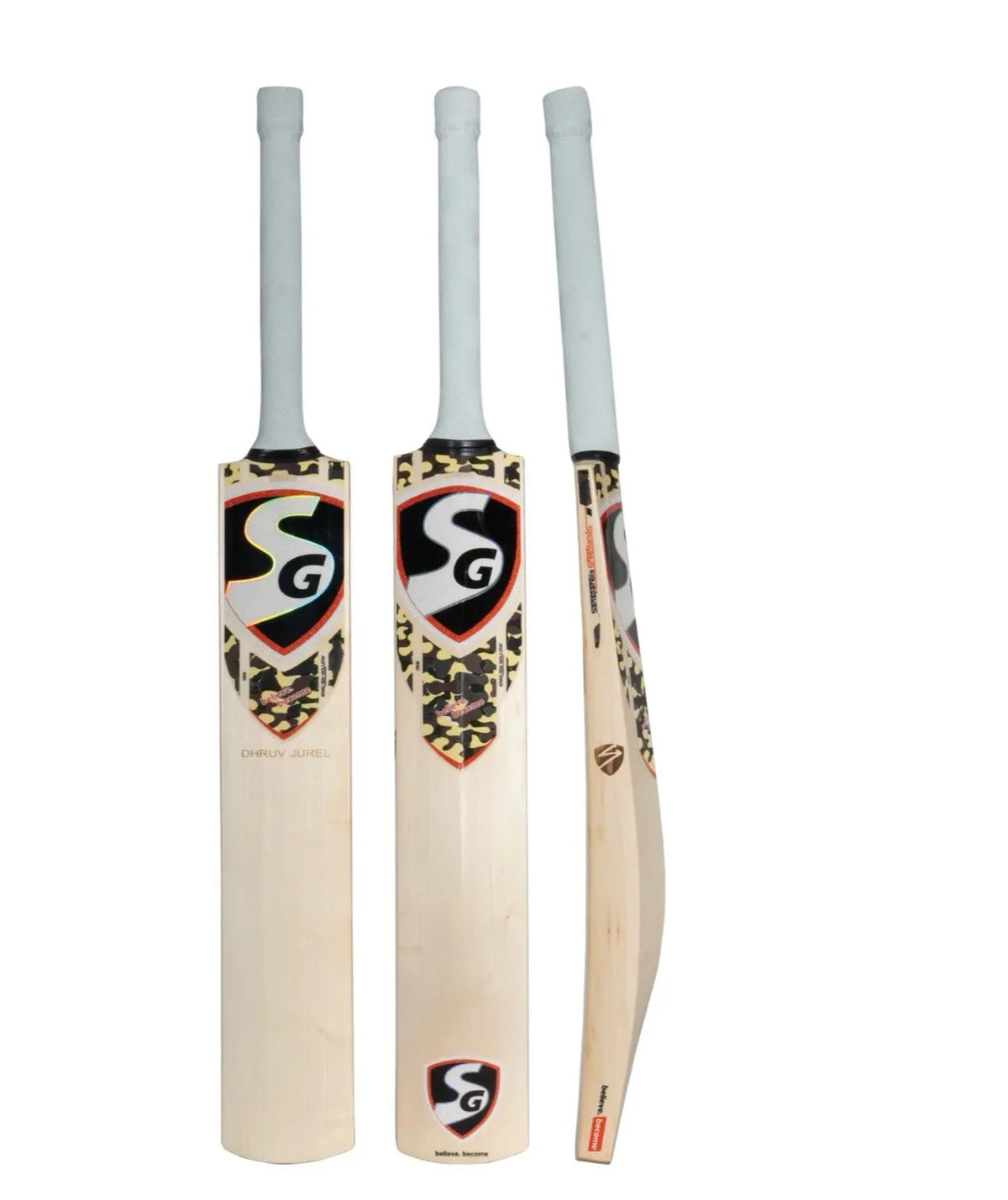 SG Dhruv Jurel English Willow Cricket Bat - Short Handle (SH) - Front View