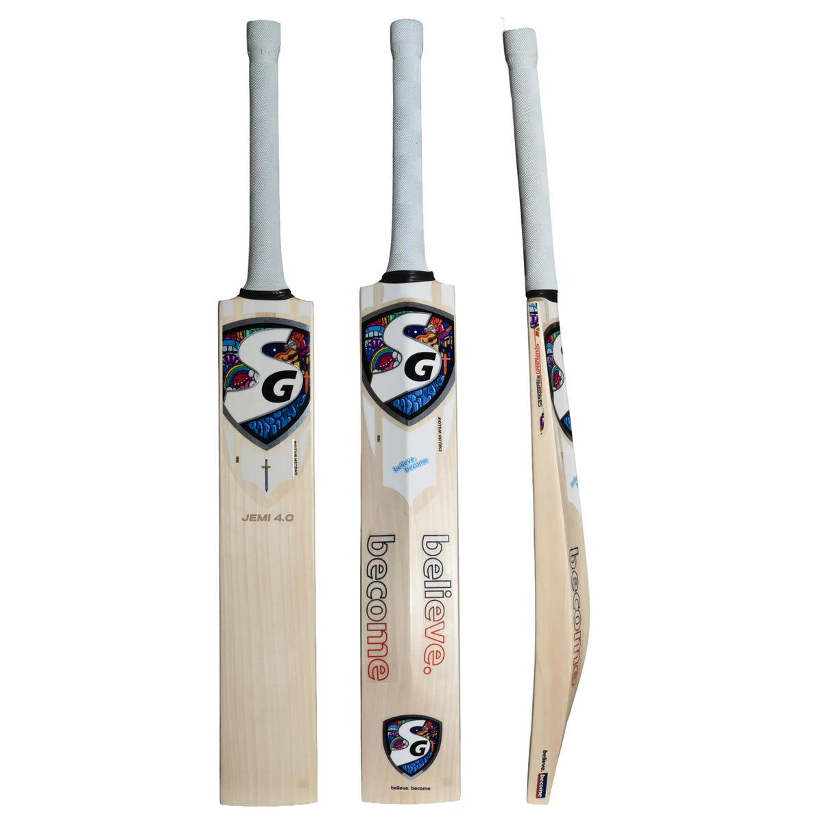 SG Jemi 4 0 English Willow Cricket Bat - Short Handle (SH) - Front View