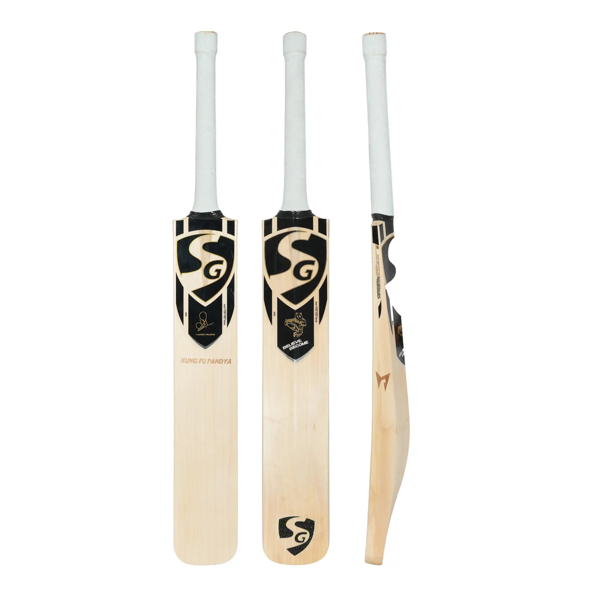 SG Kung Fu Pandya English Willow Cricket Bat - Short Handle (SH) - Front View