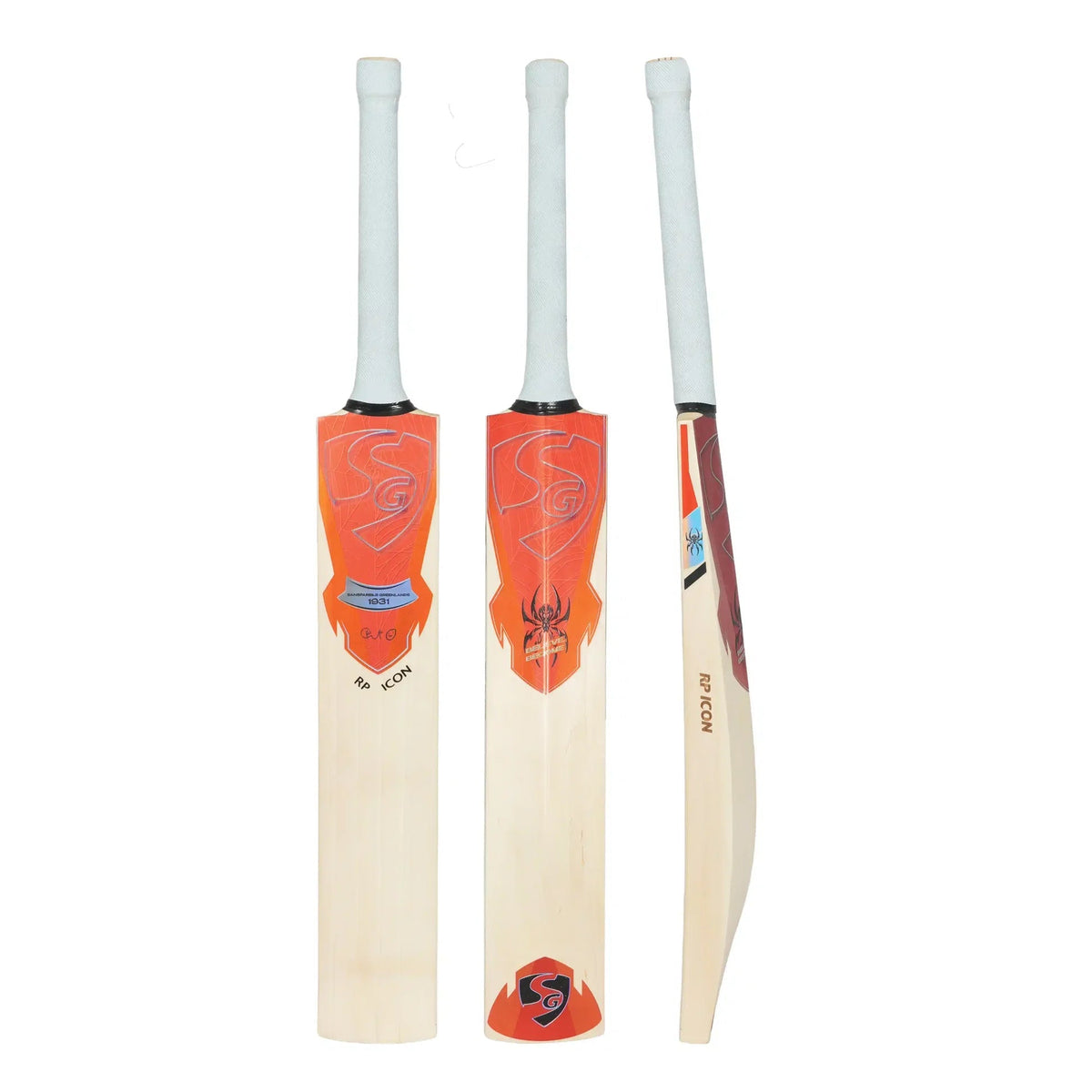 SG Rp Icon English Willow Cricket Bat - Short Handle (SH) - Front View