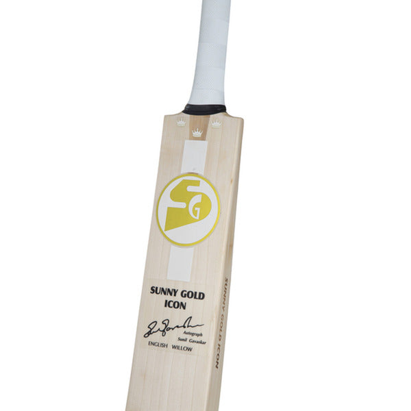 SG Sunny Gold Icon English Willow Cricket Bat - Short Handle (SH) - Back View