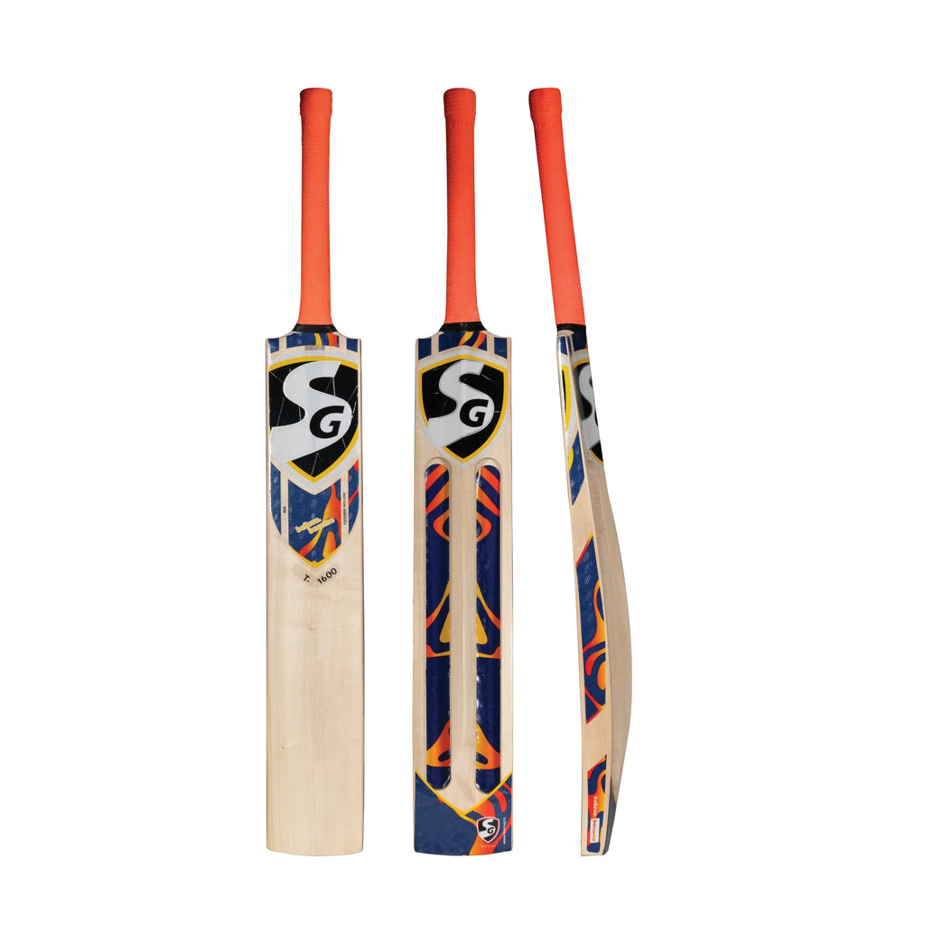 SG T 1600 Tennis Ball Kashmir Willow Cricket Bat - Short Handle (SH) - Front View