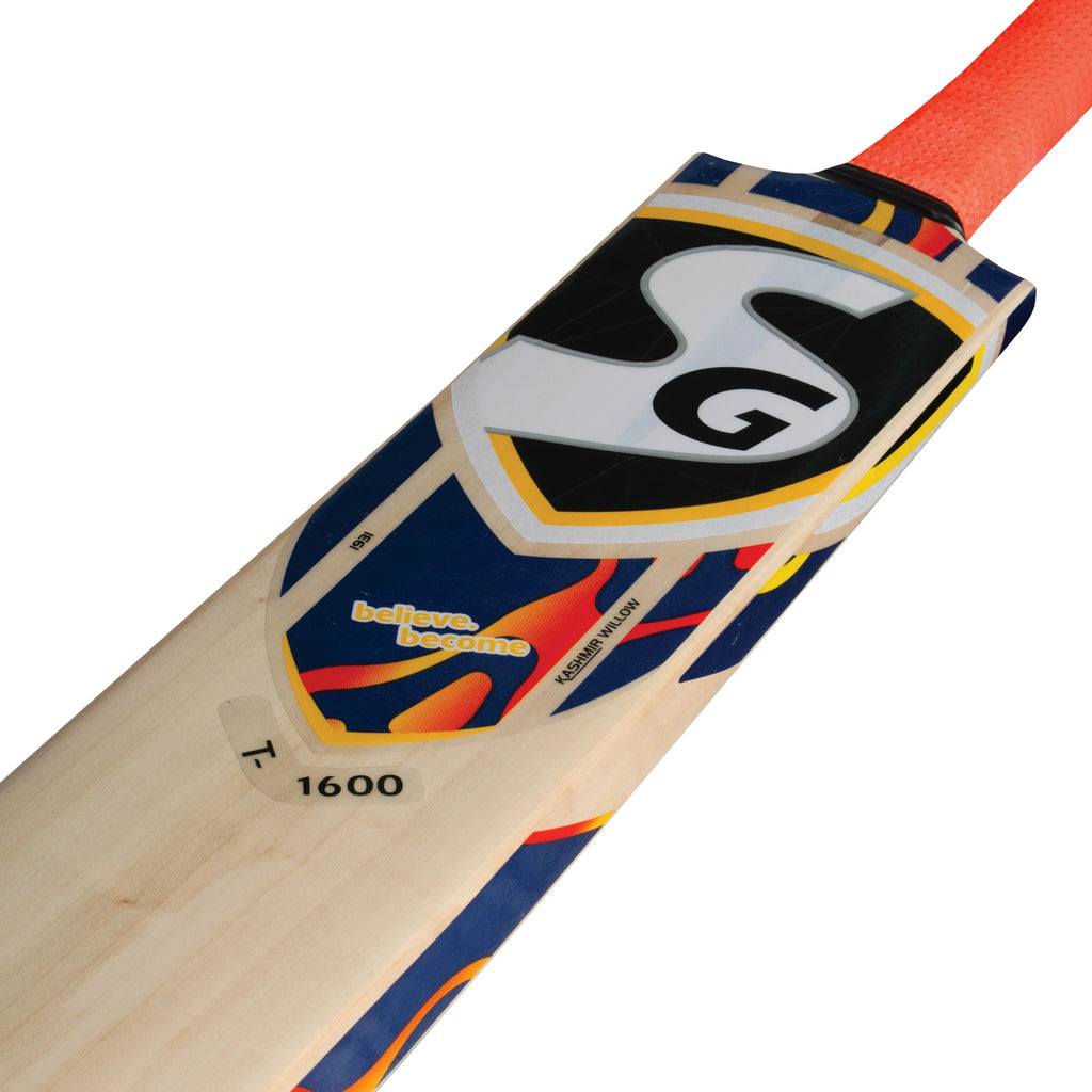 SG T 1600 Tennis Ball Kashmir Willow Cricket Bat - Short Handle (SH) - Side View