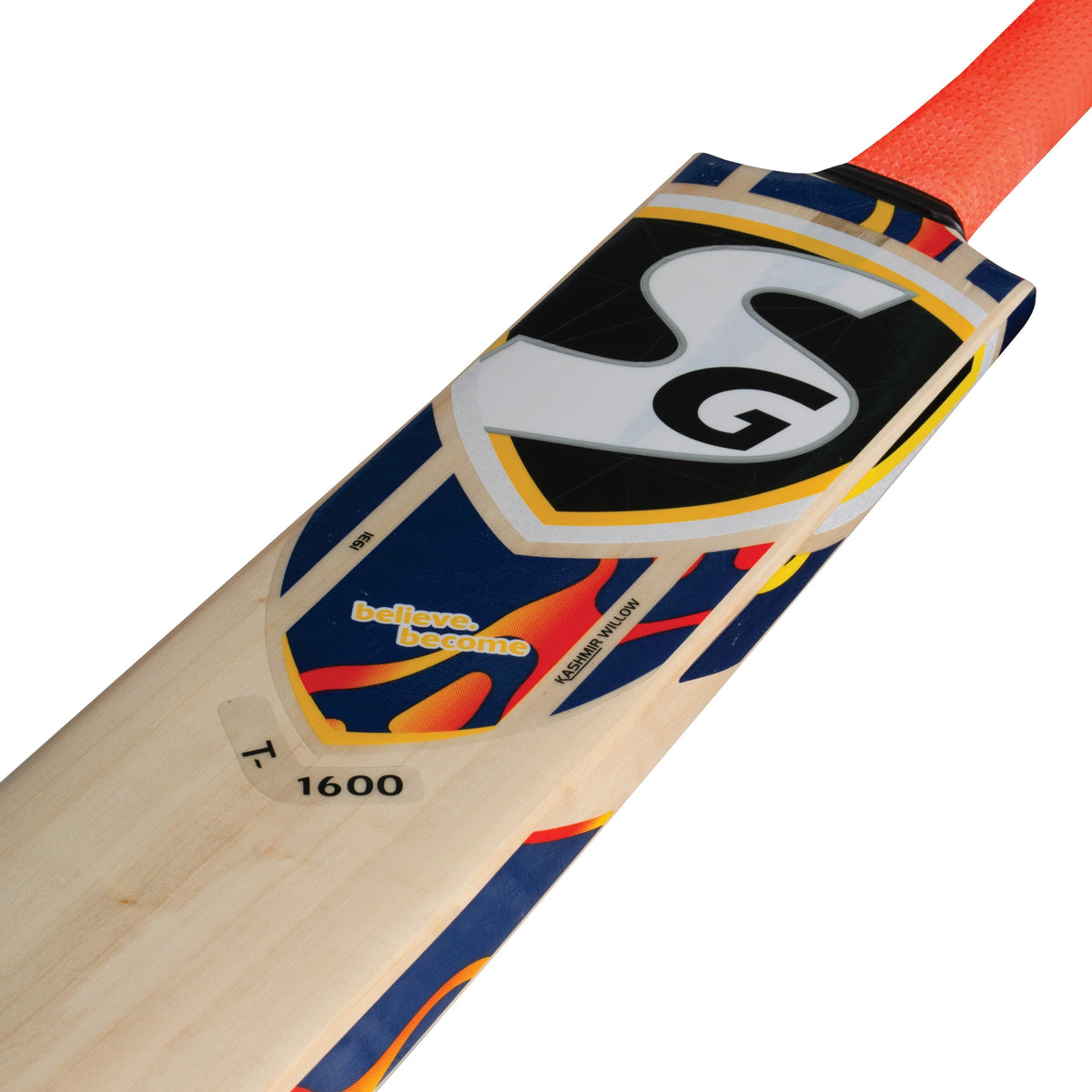 SG T 1600 Tennis Ball Kashmir Willow Cricket Bat - Short Handle (SH) - Side View