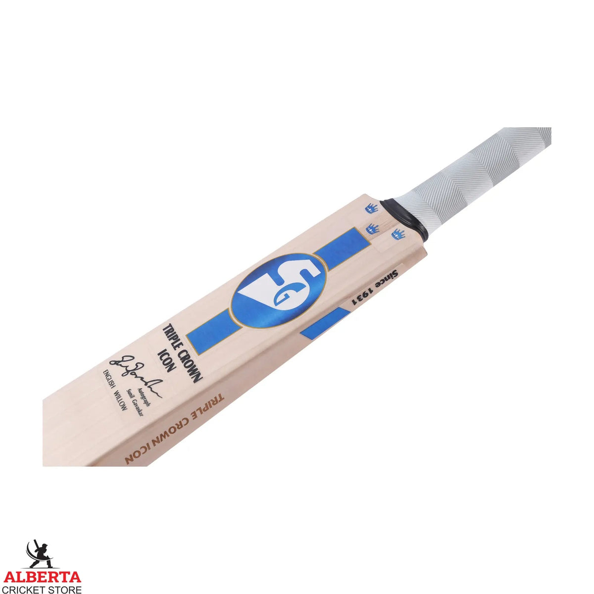 SG Triple Crown Icon English Willow Cricket Bat - Short Handle (SH) - Back View