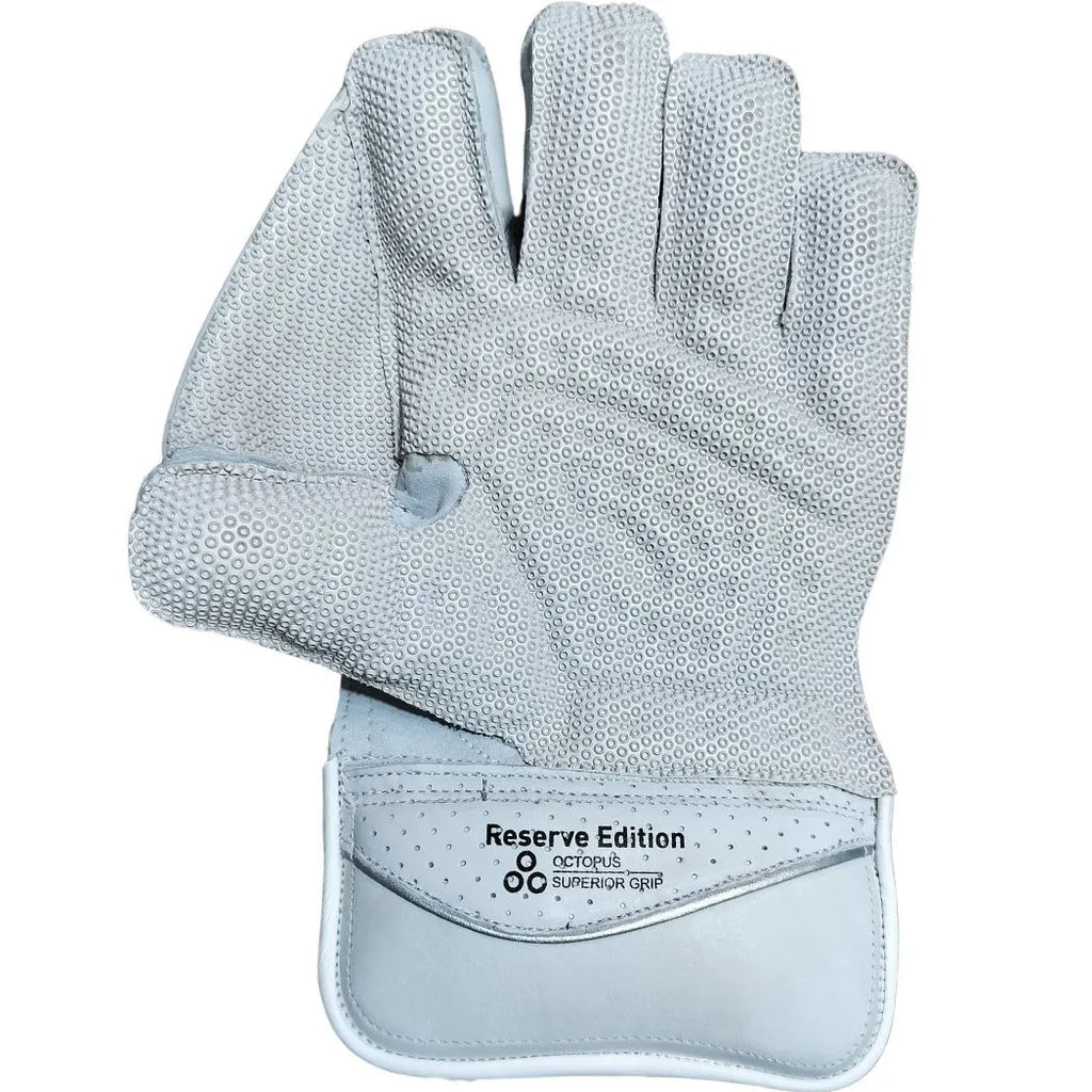 White SS Wicket Keeping Glove Reserve Edition showing octopus rubber palm lining and padded cuff