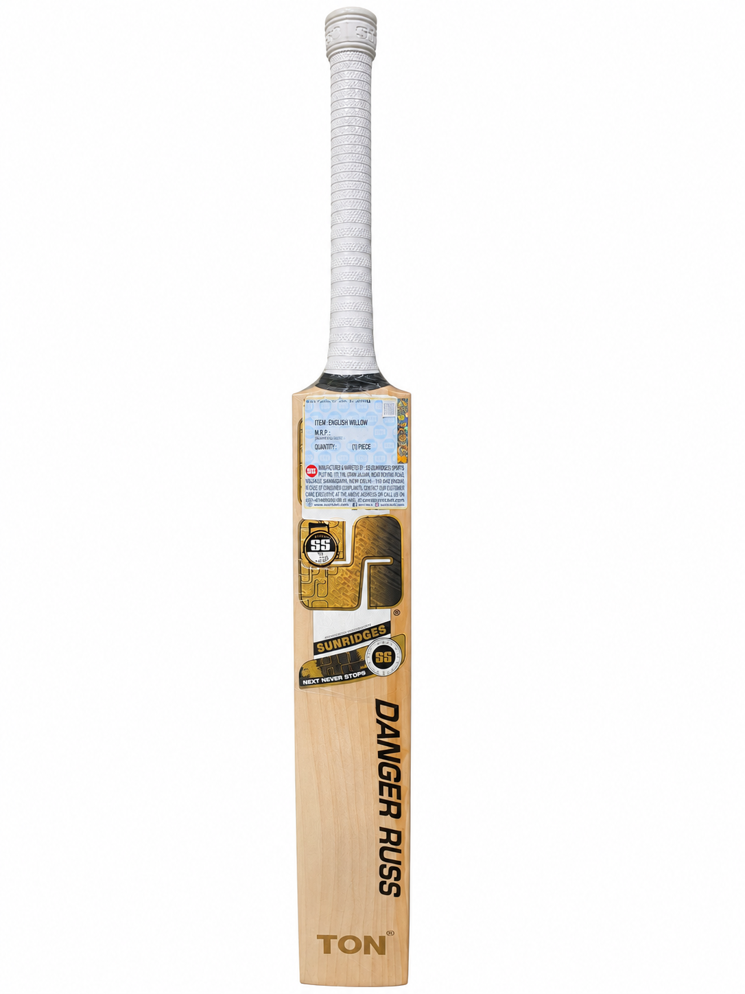 SS TON Andre Russell English Willow Cricket Bat - Short Handle (SH) - Back View