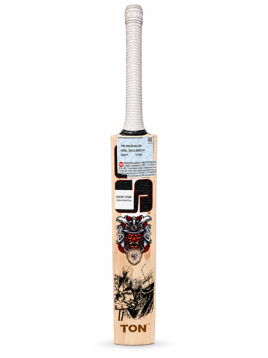 SS TON Devils Green English Willow Cricket Bat - Short Handle (SH) - Back View
