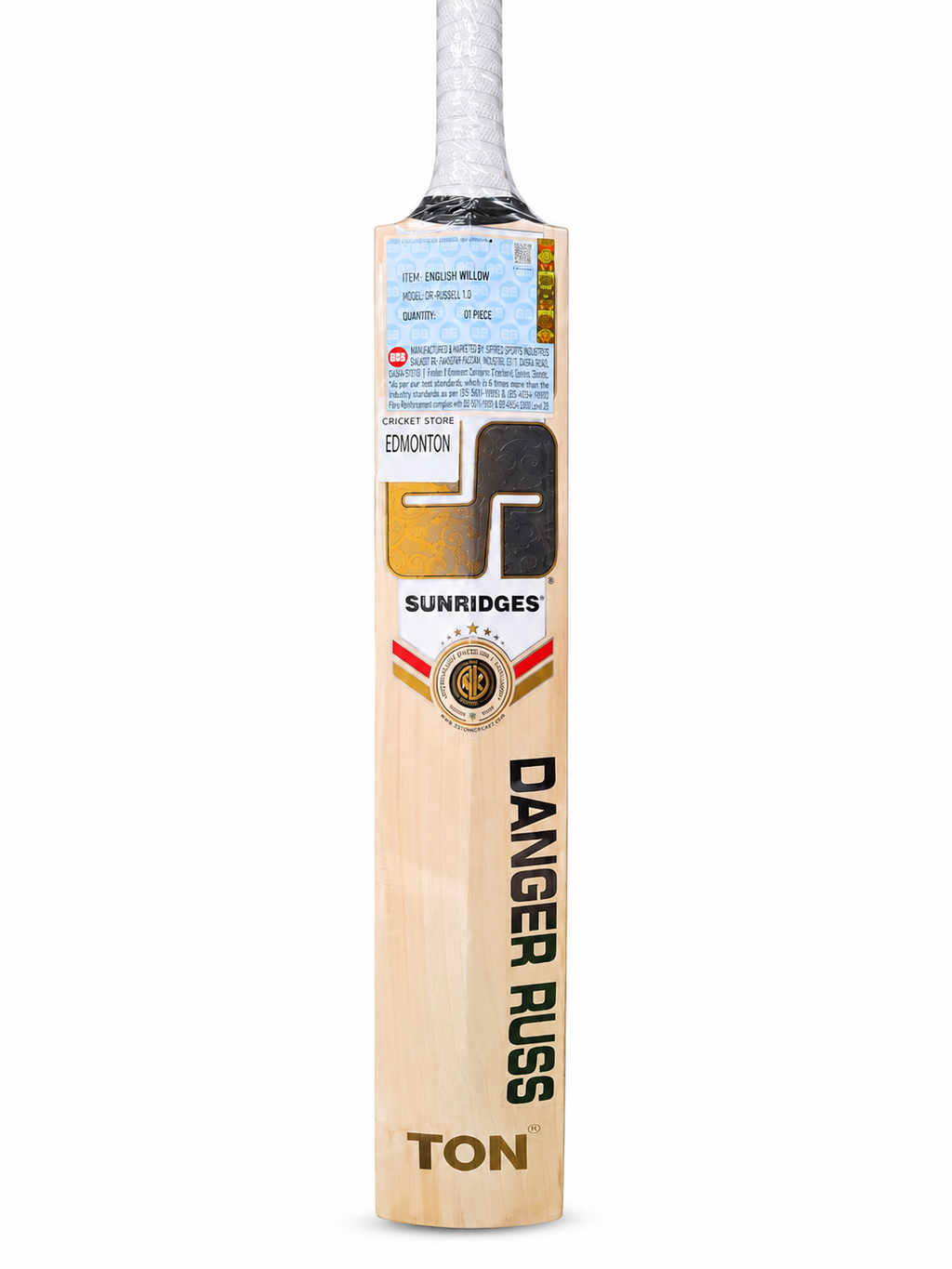 SS TON Dre Russ 1 0 English Willow Cricket Bat - Short Handle (SH) - Side View