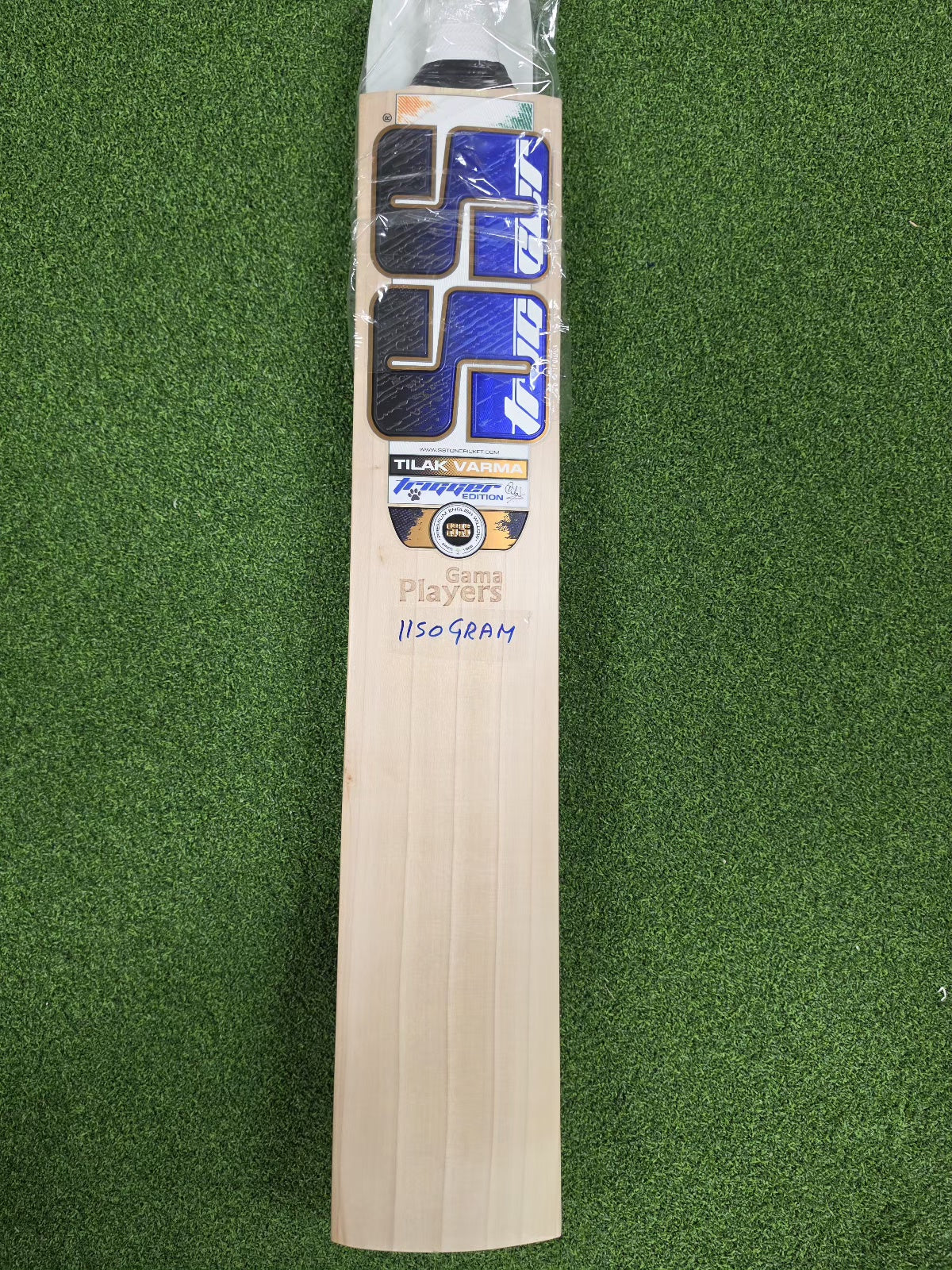 SS TON Gama Tilak Verma English Willow Cricket Bat - Short Handle (SH) - Front View