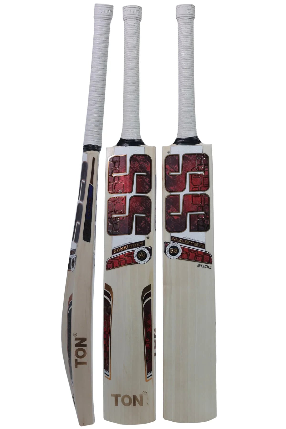 SS TON Master 2000 English Willow Cricket Bat - Short Handle (SH) - Front View