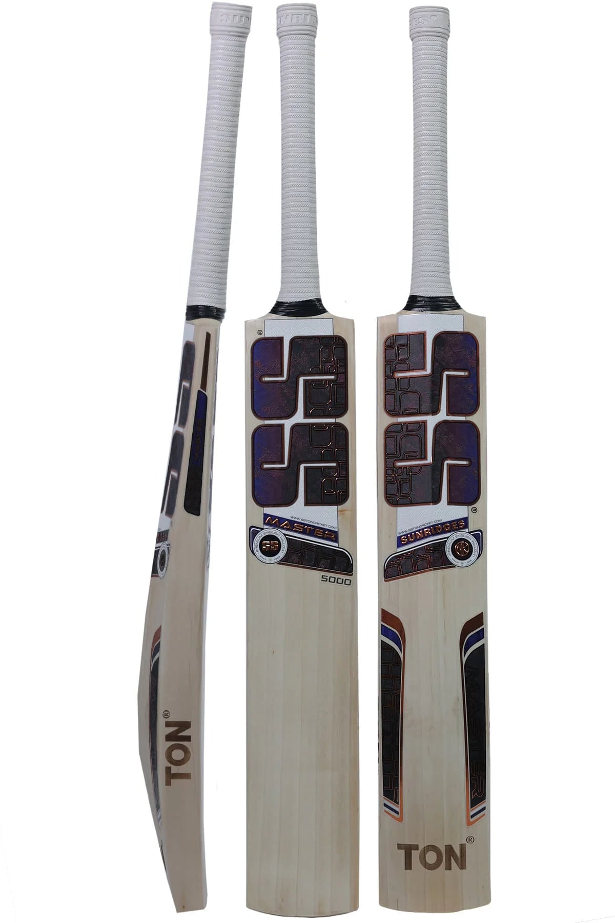 SS TON Master 5000 English Willow Cricket Bat - Short Handle (SH) - Front View