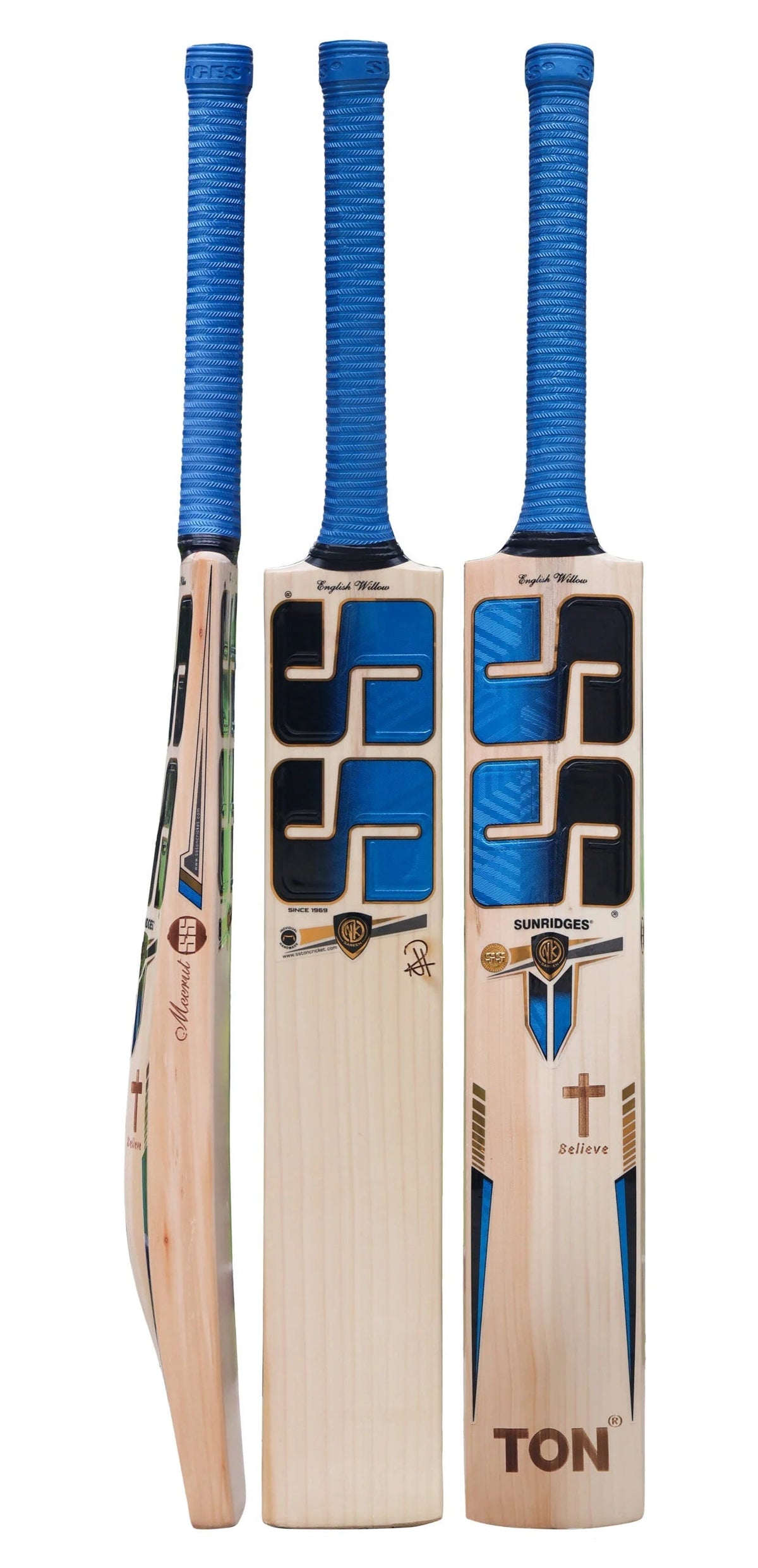 SS TON Nicholas Pooran Actual English Willow Cricket Bat - Short Handle (SH) - Front View