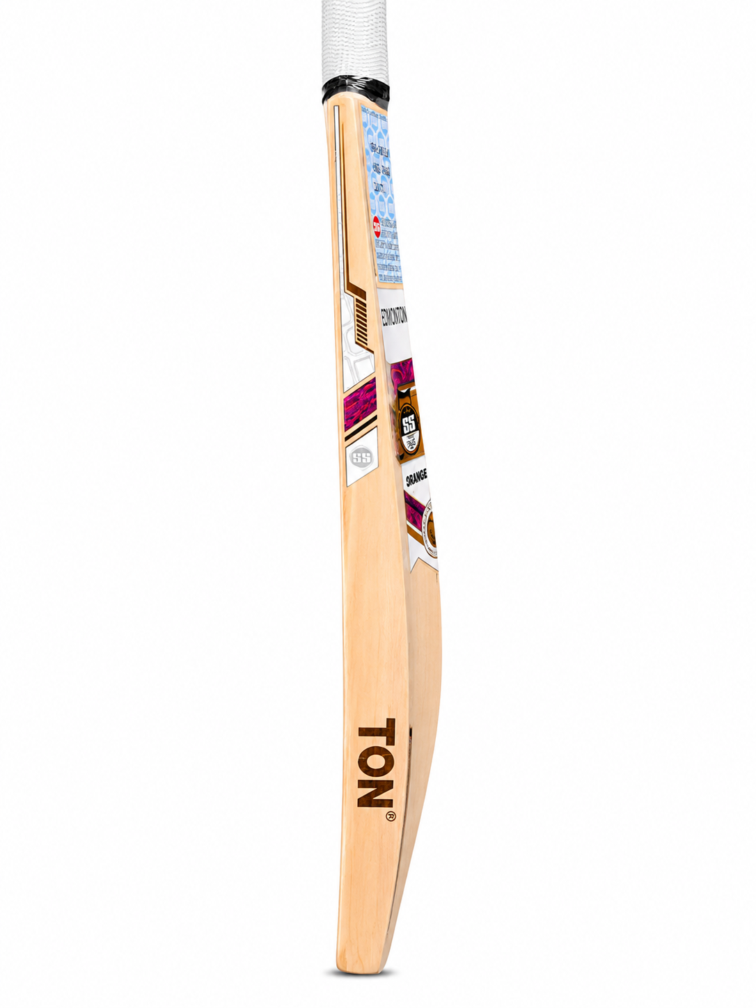 SS TON Orange English Willow Cricket Bat - Short Handle (SH) - Back View