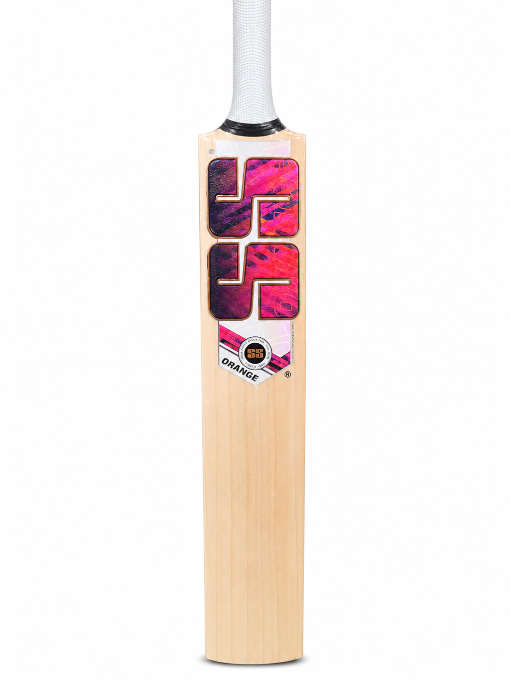 SS TON Orange English Willow Cricket Bat - Short Handle (SH) - Front View