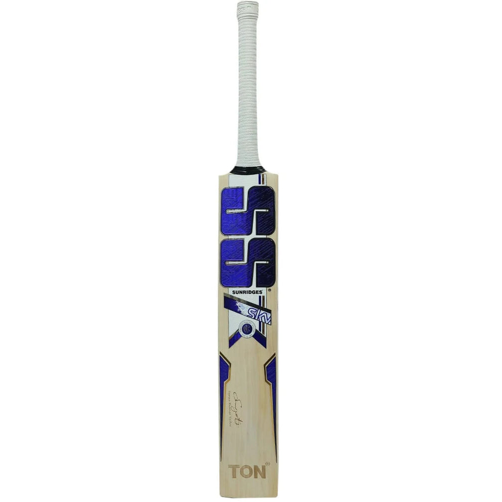 SS TON Sky Actual English Willow Cricket Bat - Short Handle (SH) - Front View