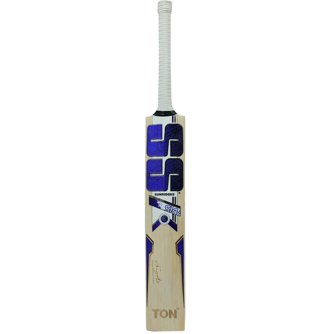 SS TON Sky Actual English Willow Cricket Bat - Short Handle (SH) - Front View