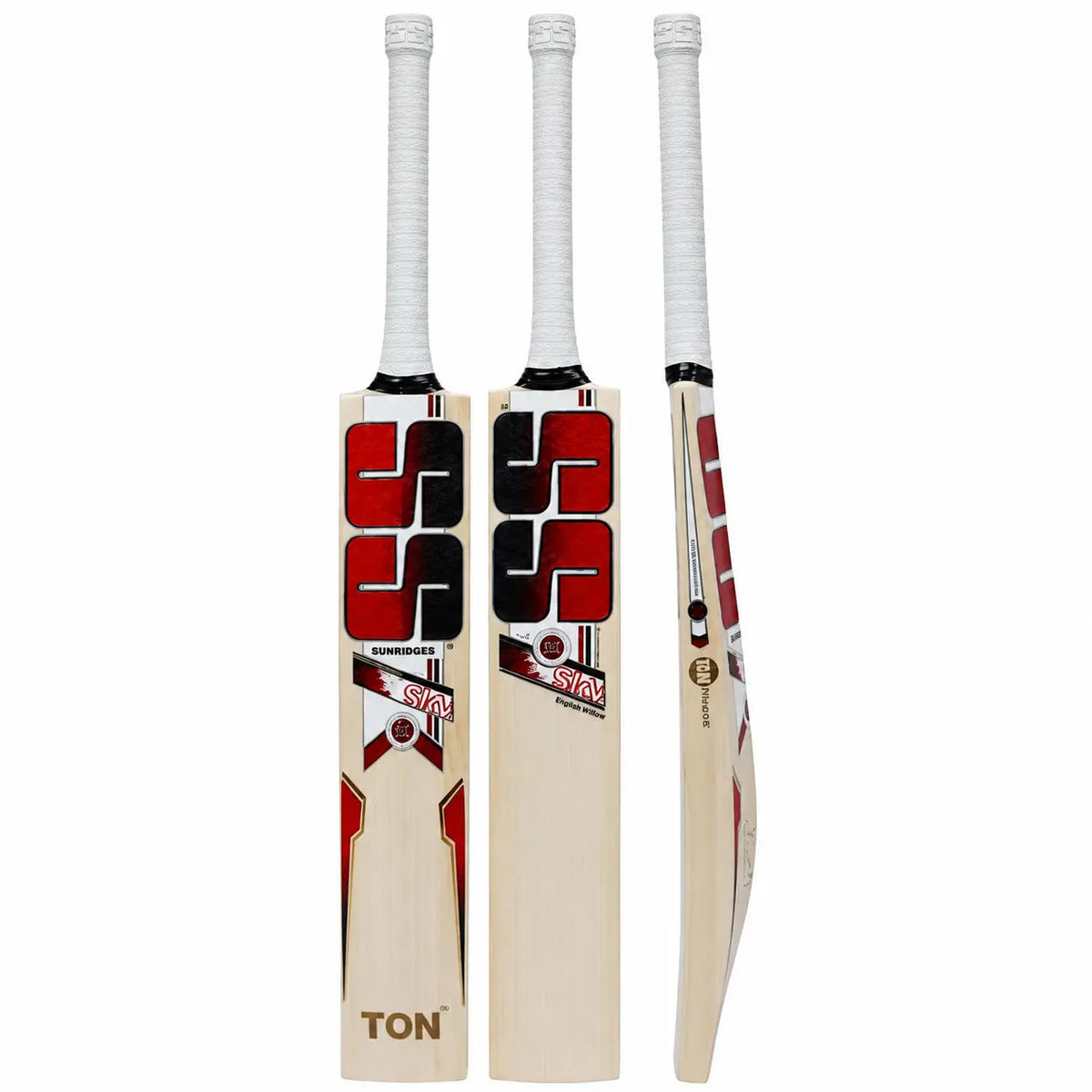 SS TON Sky English Willow Cricket Bat - Short Handle (SH) - Front View