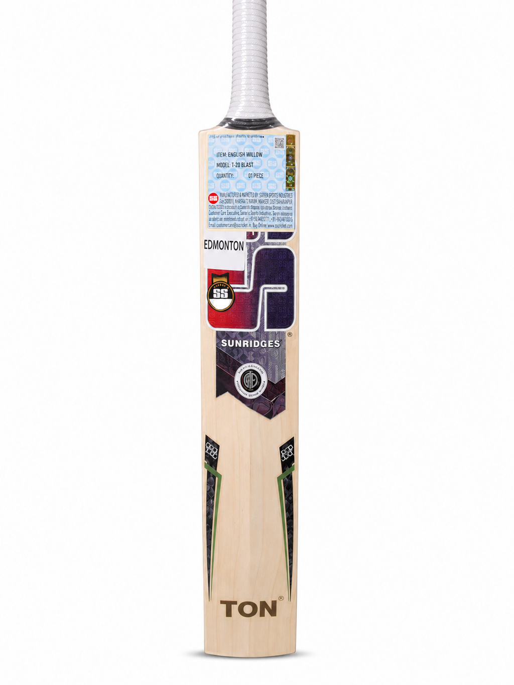 SS TON T20 Blast English Willow Cricket Bat - Short Handle (SH) - Back View