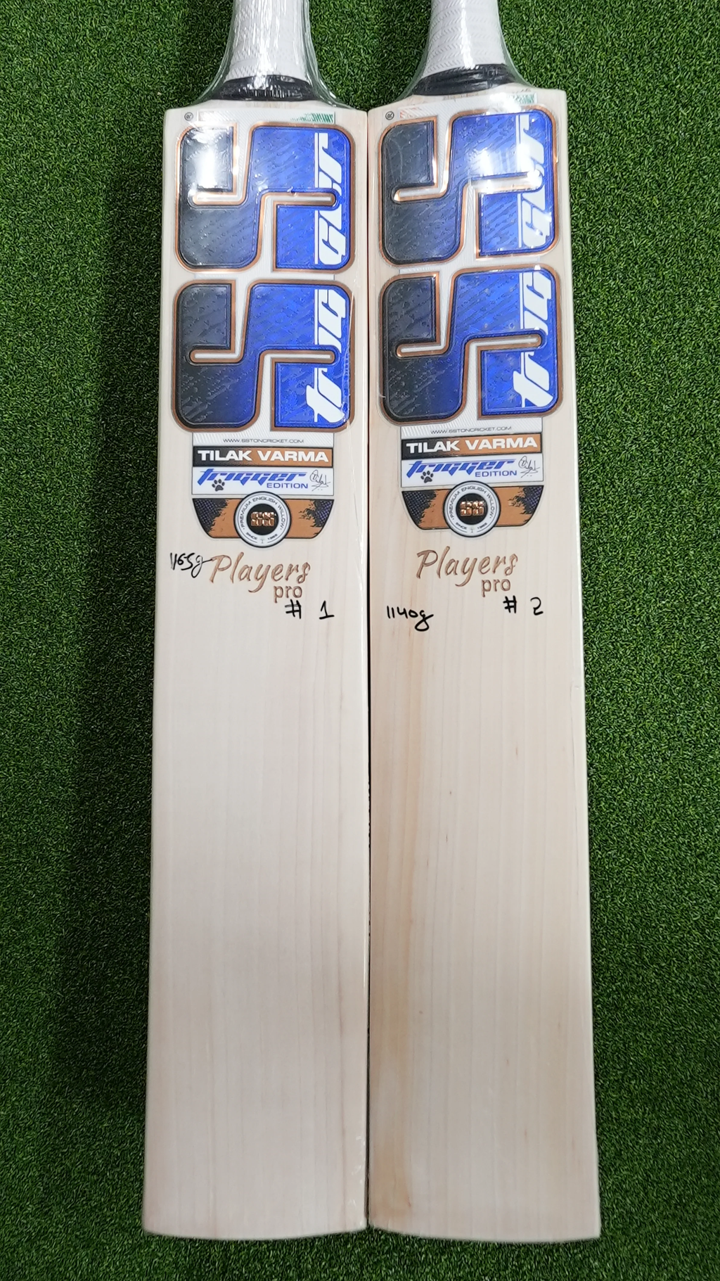 SS TON Tilak Verma Pro English Willow Cricket Bat - Short Handle (SH) - Back View